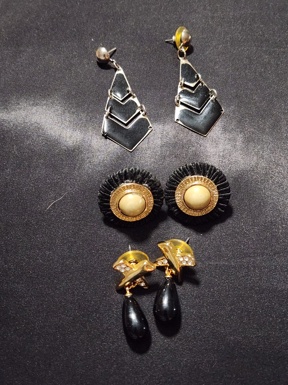 Black and Gold Mixed-Style Women's Earring Set